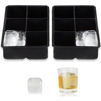 Silikon Eiswürfelform, im 2er Set, wiederverwendbar, Silikonform 5 cm Fächer, 6 einzelne Eiswürfel, schwarz - Relaxdays Silikon Eiswürfelform, im 2er Set, wiederverwendbar, Silikonform 5 cm Fächer, 6 einzelne Eiswürfel, schwarz - Relaxdays von RELAXDAYS