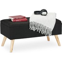 Relaxdays - Sitzbank mit Stauraum, gepolstert, Holzbeine, Truhenbank Stoffbezug, h x b x t: 39,5 x 79,5 x 39,5 cm, schwarz Relaxdays - Sitzbank mit Stauraum, gepolstert, Holzbeine, Truhenbank Stoffbezug, h x b x t: 39,5 x 79,5 x 39,5 cm, schwarz von RELAXDAYS