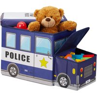 Relaxdays - Sitzbox Kinder, Staubox mit Deckel, Spielzeug, faltbar, Polizei, Stauraum, Jungen & Mädchen, 50 l, dunkelblau Relaxdays - Sitzbox Kinder, Staubox mit Deckel, Spielzeug, faltbar, Polizei, Stauraum, Jungen & Mädchen, 50 l, dunkelblau von RELAXDAYS