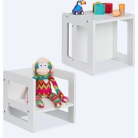 Relaxdays Sitzhocker Kinder 2er Set, Wendehocker, 2 Sitzhöhen, mit Armlehnen, HxBxT: 30x30x30 cm, Kindertisch, MDF, weiß Relaxdays Sitzhocker Kinder 2er Set, Wendehocker, 2 Sitzhöhen, mit Armlehnen, HxBxT: 30x30x30 cm, Kindertisch, MDF, weiß von RELAXDAYS