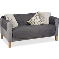 Relaxdays Sofaschoner 2 Sitzer, schützender Überwurf Sofa und Couch, gegen Tierhaare und Flecken, Schonbezug, Grau von RELAXDAYS
