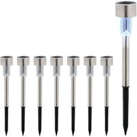 Relaxdays - Solarlampen 8er Set, kaltweiß, wasserdicht, Dämmerungssensor, led Solarlicht, HxD: 31 x 4,5 cm, silber/schwarz von RELAXDAYS
