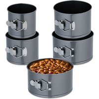 Relaxdays Springform Set 5-teilig, Ø 12, 14, 16, 18, 20 cm, Stahl, Antihaftbeschichtung, runde Backformen, anthrazit Relaxdays Springform Set 5-teilig, Ø 12, 14, 16, 18, 20 cm, Stahl, Antihaftbeschichtung, runde Backformen, anthrazit von RELAXDAYS