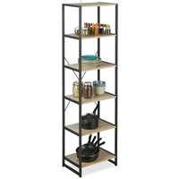 Standregal, hohes Bücherregal mit 6 Fächern, Regal Industrial Design, HxBxT: 180x50x35 cm, PB/Metall, braun - Relaxdays von RELAXDAYS