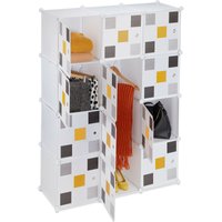 Steckregal Kleiderschrank, 8 Fächer, 2 Kleiderstangen, Garderobenschrank, HxBxT: 145 x 110 x 37 cm, weiß/ bunt - Relaxdays von RELAXDAYS