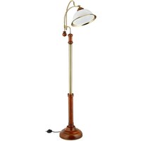 Stehlampe, Bogenleuchte im Jugendstil, Glasschirm, Holz, E27 Fassung, HxBxT: 166 x 40 x 36 cm, braun/gold - Relaxdays von RELAXDAYS