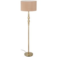 Stehlampe Wohnzimmer, E27, mit Kabel, Stoff Lampenschirm ø 43 cm, Vintage Stehleuchte 156 cm hoch, beige-gold - Relaxdays Stehlampe Wohnzimmer, E27, mit Kabel, Stoff Lampenschirm ø 43 cm, Vintage Stehleuchte 156 cm hoch, beige-gold - Relaxdays von RELAXDAYS