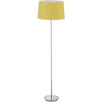 Stehlampe mit Stoffschirm, verchromter Fuß, E27 Fassung, ø 40 cm, Wohnzimmer, Stehleuchte 148,5 cm hoch, gelb - Relaxdays von RELAXDAYS