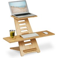 Stehpult Aufsatz Schreibtisch, Bambus, 2 Ablagen, höhenverstellbar, Laptop Steh-Schreibtischaufsatz, natur - Relaxdays von RELAXDAYS