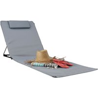 Relaxdays - Strandmatte xxl, gepolsterte Sonnenliege mit Kopfkissen, verstellbare Strandliege inklusive Tragetasche, grau von RELAXDAYS