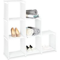 Relaxdays Stufenregal mit 6 Fächern, H x B x T: ca. 109 x 106 x 30 cm, einfaches Stecksystem, Raumteiler und Treppenregal, weiß von RELAXDAYS