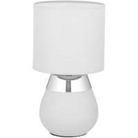 Tischlampe, Metallfuß, Stoffschirm, E14, HxD: 32 x 18 cm, Nachttischlampe mit Kabel, Schlafzimmer, grau/silber - Relaxdays Tischlampe, Metallfuß, Stoffschirm, E14, HxD: 32 x 18 cm, Nachttischlampe mit Kabel, Schlafzimmer, grau/silber - Relaxdays von RELAXDAYS
