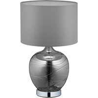 Tischlampe, mit Glasfuß & Stoffschirm, E14-Fassung, Nachttischlampe, Schlafzimmer, HxD: 41 x 25 cm, anthrazit - Relaxdays von RELAXDAYS
