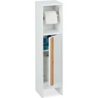 Relaxdays - Toilettenpapierhalter stehend, Badezimmeregal hbt 75,5 x 18,5 x 18,5 cm, mdf & Bambus, wc Papier Schrank, weiß von RELAXDAYS