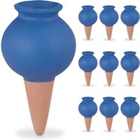 Relaxdays Tonkegel 10er Set, Zimmerpflanzen & Balkonkästen, automatisches Gießen, Keramik, Gießkegel, blau/terrakotta Relaxdays Tonkegel 10er Set, Zimmerpflanzen & Balkonkästen, automatisches Gießen, Keramik, Gießkegel, blau/terrakotta von RELAXDAYS