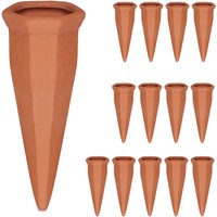 Relaxdays Tonkegel Bewässerung, 14er Set, Gießkegel für 1,5 l PET-Flaschen, Zimmerpflanzen & Balkonkästen, terrakotta von RELAXDAYS