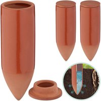 Relaxdays Tonkegel Bewässerung, 3er Set, 330ml, Gießhilfe Zimmerpflanzen, Balkonkästen, Gießkegel mit Deckel, terrakotta Relaxdays Tonkegel Bewässerung, 3er Set, 330ml, Gießhilfe Zimmerpflanzen, Balkonkästen, Gießkegel mit Deckel, terrakotta von RELAXDAYS