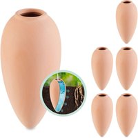 Relaxdays Tonkegel Bewässerung, 6er Set, 170 ml, Gießhilfe Zimmerpflanzen & Balkonkästen, Bewässerungskegel, terrakotta von RELAXDAYS