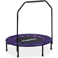 Trampolin faltbar mit Haltestange Indoor h x b x t: 113 x 102 x 102 cm Maximalbelastung: 120 kg schwarz-lila - Relaxdays von RELAXDAYS