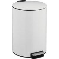 Relaxdays Treteimer, 12 Liter, Absenkautomatik, entnehmbarer Inneneimer, Metall, moderner Küchen Mülleimer, weiß von RELAXDAYS