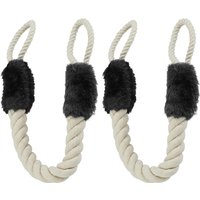 Relaxdays - Türkordel Klemmschutz, 2er Set, für Türklinken, Baby & Tier Türsicherung, Stoff Türseil, 60 cm, beige/schwarz von RELAXDAYS