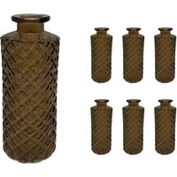 Relaxdays Vasen, 6er Set, Rautenmuster, Vintage, Glas, HxD: 13 x 5 cm, Minivasen für Tischdeko, kleine Dekovasen, braun von RELAXDAYS