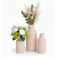 Relaxdays Vasen 3er Set, Blumenvasen, 3 versch. Größen, Frisch- & Trockenblumen, Dekovase aus Keramik, Tischdeko, beige von RELAXDAYS