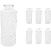 Relaxdays Vasen 6er Set, Rautenmuster, Vintage, Glas, HxD: 13 x 5 cm, Minivasen Tischdeko, kleine Dekovasen, transparent von RELAXDAYS