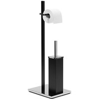 WC-Garnitur matt, HxBxT:73x21,5x27,5cm, eckig, mit Toilettenpapierhalter & WC-Bürste, Kunststoff, schwarz - Relaxdays von RELAXDAYS