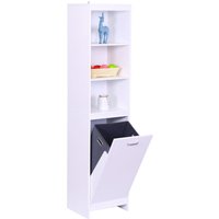 Relaxdays Wäscheschrank, ausklappbarer Wäschesack 44 l, 3 Regalfächer, HBT: 172 x 40 x 35 cm, hoher Badschrank, weiß von RELAXDAYS