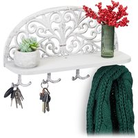 Relaxdays Wandgarderobe mit Ablage, Antik Design, 4 Doppelhaken, Schlüsselbrett, Gusseisen, HBT: 23x39x11,5 cm, weiß Relaxdays Wandgarderobe mit Ablage, Antik Design, 4 Doppelhaken, Schlüsselbrett, Gusseisen, HBT: 23x39x11,5 cm, weiß von RELAXDAYS