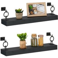 Relaxdays Wandregal, 2er Set, HxBxT: 13 x 48 x 12 cm, Wandablage Flur, hängend, Regalbrett Deko, MDF & Metall, schwarz Relaxdays Wandregal, 2er Set, HxBxT: 13 x 48 x 12 cm, Wandablage Flur, hängend, Regalbrett Deko, MDF & Metall, schwarz von RELAXDAYS