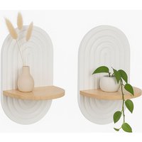 Relaxdays Wandregal 2er Set, Boho Style, Wanddeko Regal für Flur & Wohnzimmer, HBT: 33x20x15 cm, MDF & Holz, weiß-natur Relaxdays Wandregal 2er Set, Boho Style, Wanddeko Regal für Flur & Wohnzimmer, HBT: 33x20x15 cm, MDF & Holz, weiß-natur von RELAXDAYS