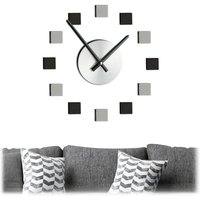 Relaxdays - Wanduhr diy, Uhr Wandtattoo zum Kleben, Größe variabel, modernes Zifferblatt, 3D Wanduhr, silber/schwarz/grau von RELAXDAYS