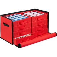 Relaxdays Weihnachtskugel Aufbewahrungsbox, 128 Fächer, HxBxT: 30,5 x 62 x 30,5 cm, Christbaumkugel Box, rot/schwarz von RELAXDAYS