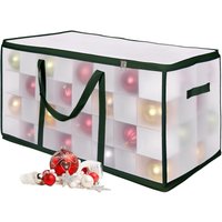 Relaxdays Weihnachtskugel Aufbewahrungsbox, 128 Kugeln, HBT: 37x73x36 cm, Kunststoff, Pappe, Kugelbox, transparent/grün von RELAXDAYS