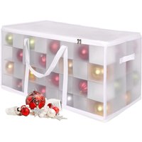Relaxdays Weihnachtskugel Aufbewahrungsbox, 128 Kugeln, HBT: 37x73x36 cm, Kunststoff, Pappe, Kugelbox, transparent/weiß von RELAXDAYS