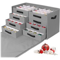 Relaxdays Weihnachtskugel Aufbewahrungsbox, 128 Kugeln, HxBxT: 40 x 73 x 36,5 cm, Polyester, Pappe, Kugelkiste, grau von RELAXDAYS