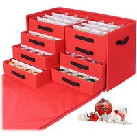 Relaxdays Weihnachtskugel Aufbewahrungsbox, 128 Kugeln, HxBxT: 40 x 73 x 36,5 cm, Polyester, Pappe, Kugelkiste, rot von RELAXDAYS