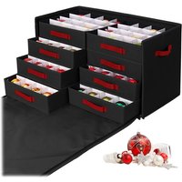 Relaxdays Weihnachtskugel Aufbewahrungsbox, 128 Kugeln, HxBxT: 40 x 73 x 36,5 cm, Polyester, Pappe, Kugelkiste, schwarz von RELAXDAYS