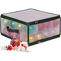 Relaxdays Weihnachtskugel Aufbewahrungsbox, 32 Kugeln, HxBxT: 18x36x36 cm, Kunststoff, Pappe, Kugelbox, transparent/grün von RELAXDAYS