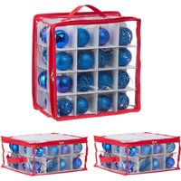 Relaxdays - Weihnachtskugel Aufbewahrungsbox, 3er Set, je 32 Fächer, HxBxT: 16 x 32 x 32 cm, Kugel Box, transparent/rot Relaxdays - Weihnachtskugel Aufbewahrungsbox, 3er Set, je 32 Fächer, HxBxT: 16 x 32 x 32 cm, Kugel Box, transparent/rot von RELAXDAYS