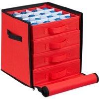 Relaxdays - Weihnachtskugel Aufbewahrungsbox, 64 Fächer, HxBxT: 30,5 x 31 x 30,5 cm, Christbaumkugel Box, rot/schwarz von RELAXDAYS