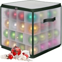 Relaxdays Weihnachtskugel Aufbewahrungsbox, 64 Kugeln, HxBxT: 36x36x36 cm, Kunststoff, Pappe, Kugelbox, transparent/grün von RELAXDAYS