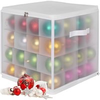 Relaxdays Weihnachtskugel Aufbewahrungsbox, 64 Kugeln, HxBxT: 36x36x36 cm, Kunststoff, Pappe, Kugelbox, transparent/weiß von RELAXDAYS