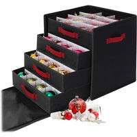 Relaxdays Weihnachtskugel Aufbewahrungsbox, 64 Kugeln, HxBxT: 40 x 36,5 x 36,5 cm, Polyester, Pappe, Kugelkiste, schwarz von RELAXDAYS