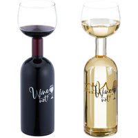 Relaxdays Weinflasche Glas, XL Weinglas mit Spruch, Fun Geschenk für Weinliebhaber, Weinflaschenglas 750 ml, transparent von RELAXDAYS