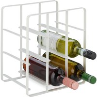 Weinregal, 9 Flaschen, Eisen pulverbeschichtet, Weinhalter stehend, Küche & Bar, hbt: 30 x 27,5 x 20 cm, weiß - Relaxdays von RELAXDAYS