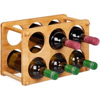 Weinregal, Bambus, 6 Flaschen, Weinständer für Küche, Keller, Wohnzimmer, Weinablage hbt 21x32x18,5 cm, Natur - Relaxdays von RELAXDAYS