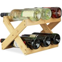 Weinregal Bambus, x Shape, 6 Flaschen, Landhaus-Stil, klein, Flaschenregal faltbar, hbt 22 x 36 x 20 cm, natur - Relaxdays von RELAXDAYS